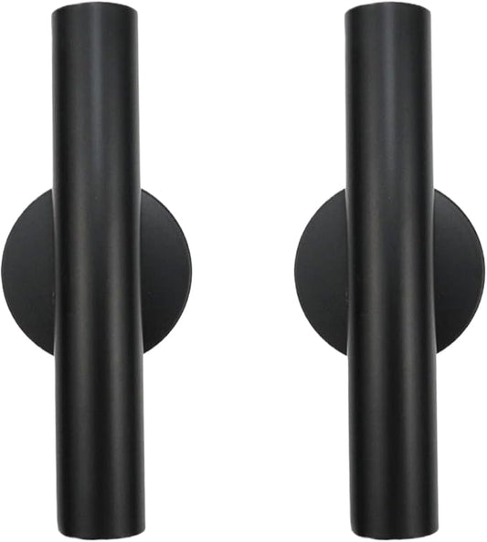2 Pack Wall Mounted Flower Tube Metal Flower Vase with Sticker for Flower Display Decoration(Black)