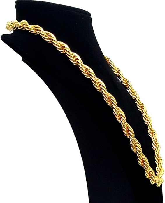 TUOKAY Sparkling Big Gold Rope Chain for Men and Women 11mm Thick Heavy Huge Faux Gold Rope Chain Costume Necklace for Rapper Rap Gangsta