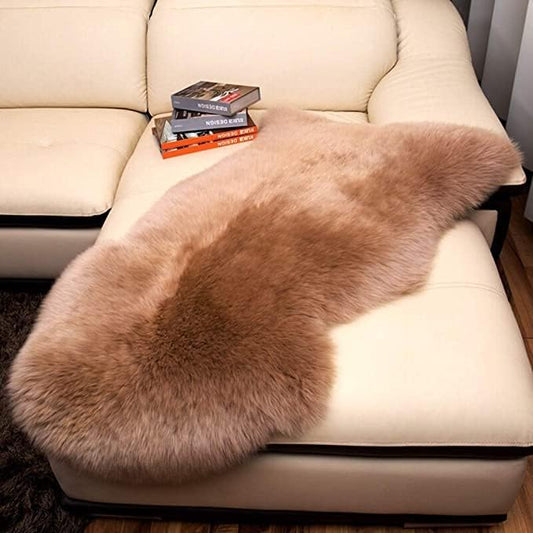 WL&ALLEN Large Sheepskin Rug Genuine Thick and Lush 3 Inch Pile，Luxury Australian Pelts |Large Sheepskin Wool Area Rugs (Single Pelt 2'6" x 3'7"，Light Brown)…