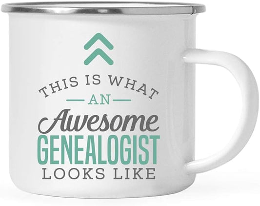 Andaz Press 11oz. Stainless Steel Campfire Coffee Mug Gift, This is What an Awesome Genealogist Looks Like, 1-Pack, Birthday Gift Ideas Coworker Him Her, Includes Gift Box