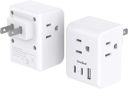 2 Pack US to Japan Plug Adapter, 2 Prong to 3 Prong Outlet Adapter with 3 Outlets 3 USB Ports(2 USB C), Type A Travel Power Converter Plug Adaptor for USA to Japanese Canada Mexico Philippines Peru