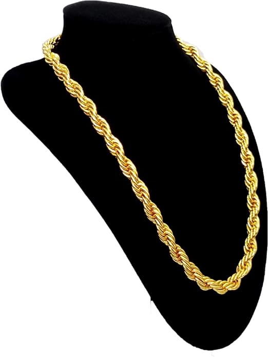 TUOKAY Sparkling Big Gold Rope Chain for Men and Women 11mm Thick Heavy Huge Faux Gold Rope Chain Costume Necklace for Rapper Rap Gangsta