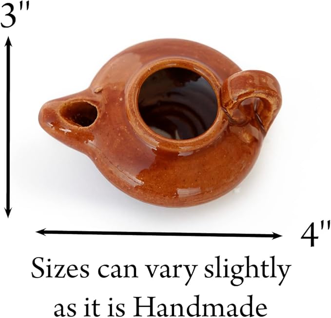 Biblical Herodian Clay Oil Lamp – Authentic Glazed Replica from The Time of Jesus in Jerusalem - Handmade Holy Land Christian Faith Gift