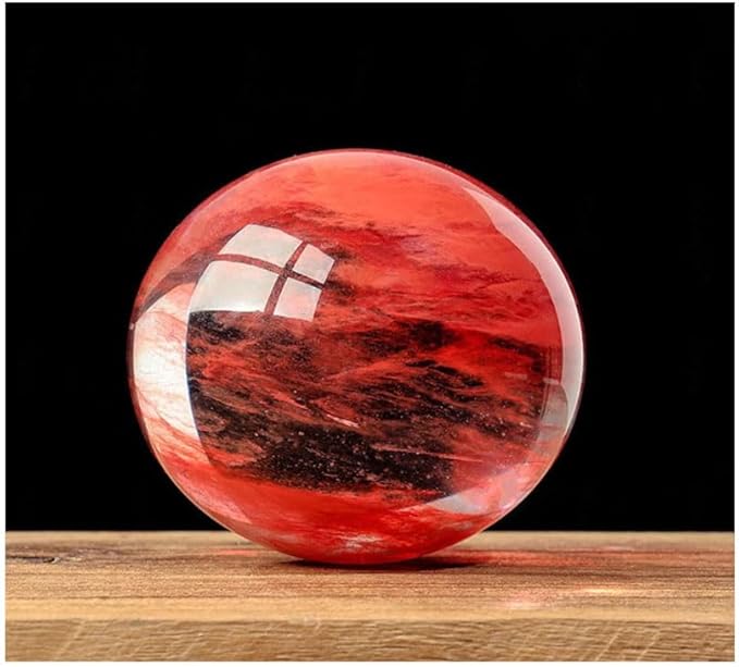 Red Healing Crystal Gemstone Sphere Ball for Reiki Balancing Meditation Energy Home and Office Decoration (8cm, Artificial Crystal)