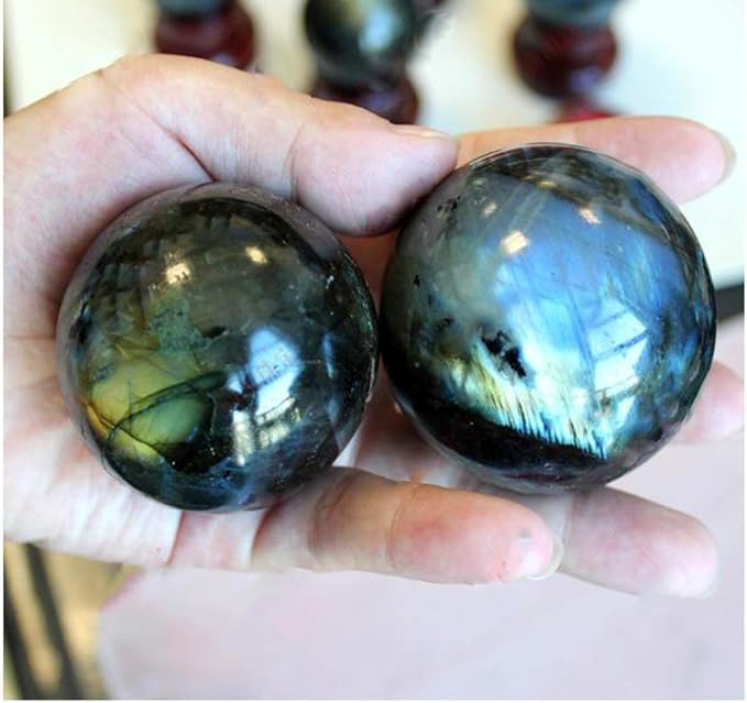 Natural Healing Crystal Gemstone Sphere Ball for Reiki Balancing Meditation Energy Home and Office Decoration (5cm, Labradorite)