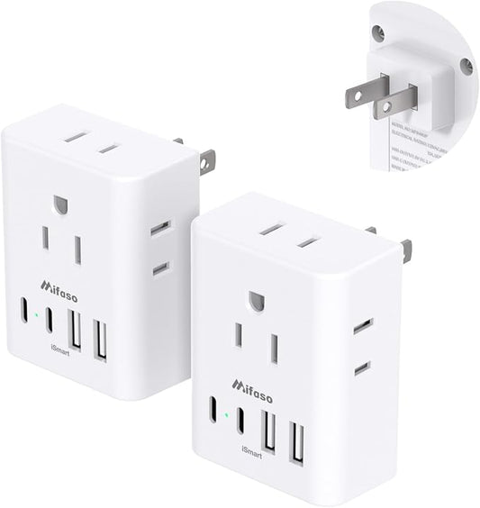 2 Pack US to Japan Plug Adapter, Japan Power Travel Adapter with 4 Outlets 4 USB Ports(2 USB C), Type A Travel Power Converter Plug Adaptor for USA to Japanese China Canada Mexico Philippines Peru