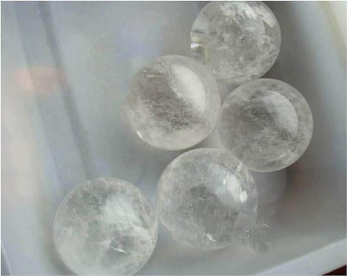 StoneStory Natural Clear Quartz Healing Crystal Sphere Ball for Reiki Balancing Meditation Energy Home and Office Decoration (5.5-6.5cm, White Crystal)