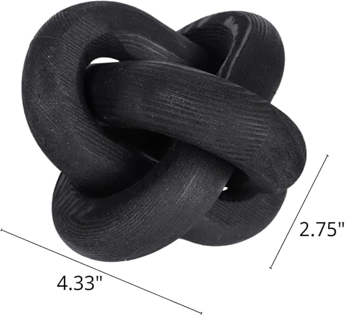 Wood Knot Decor -Coffee Table Decor Shelf Decor Table Books Hand Carved Home Decoration Boho Country Rustic Modern Shabby Chic Style Decor 3 Link Wooden Knot Chain Link Decor (Black)