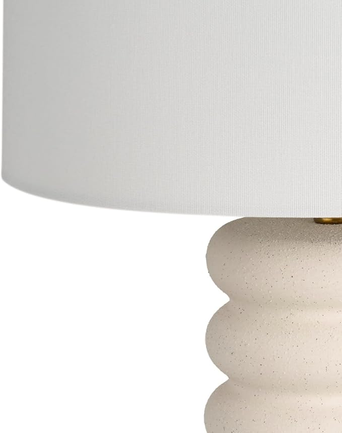 Nourison 28" White Textured Ceramic Ripple Table Lamp for Modern Living Room, Dining Room, Bedroom, Bedside, Reading