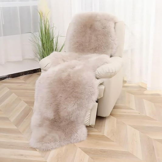 Woolous Sheepskin Rug, Genuine New Zealand Natural Lambskin Real Sheep Skin Fur Area Rug Runner for Livingroom Bedroom (Double Pelt 2x6, Linen)
