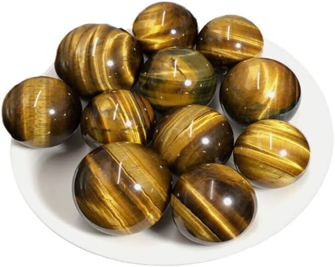 Natural Tiger's Eye Healing Crystal Gemstone Sphere Ball for Reiki Balancing Meditation Energy Home and Office Decoration (4.5-5cm, Tiger's Eye)