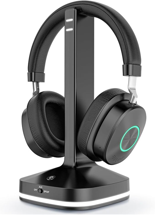 Wireless Headphones for TV Watching, TV Headphones Wireless for Seniors with Transmitter Charging Base, No Audio Delay Blutooth 5.4, Over Ear Headset with 3 Audio Modes, Gifts for Parents/Elderly
