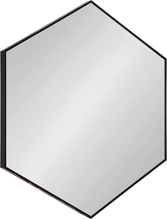 Kate and Laurel Rhodes 6-Sided Hexagon Wall Mirror, 30.75x34.75 Black