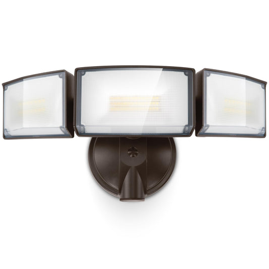 LUTEC 75W LED Flood Light, 8000 Lumens, 3 Adjustable Heads, 5000K Daylight, IP65 Waterproof, 1 Pack, Brown
