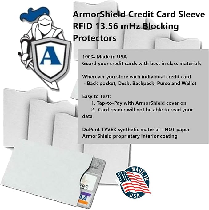 Semper Paratus Gear RFID Blocking Credit Card Sleeves Protectors TYVEK 100% MADE IN USA - For Travel wallet, pocket or purse. Safeguard against identity theft (GRAY-5PACK)