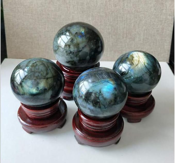 StoneStory Natural Labradorite Healing Crystal Sphere Ball Gemstone for Reiki Balancing Meditation Energy Home and Office Decoration (6cm, Labradorite)