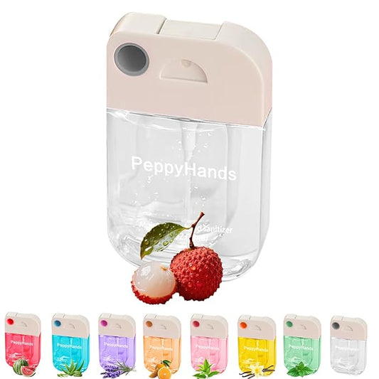 PeppyHands Hand Sanitizer, Hand Sanitizer Spray, Hydrating Spray for Hand, Portable Sanitizer spray Set ﻿for Travel Size, 500-Sprays Each Multi-Flavor (Litchi)