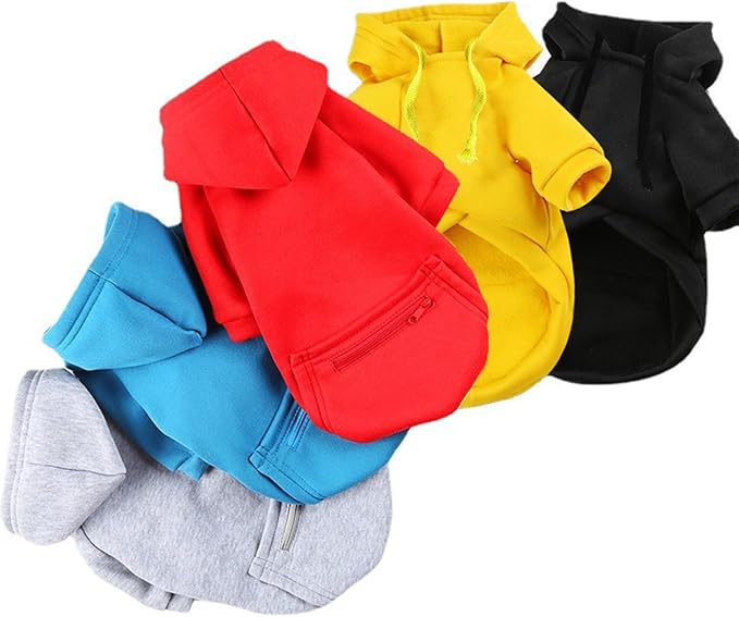 Jecikelon Pet Dog Cold Weather Coat with Pocket Winter Dog Hoodie Warm Puppy Clothes for Small Dogs Chihuahua Clothing (Blue, X-Large)