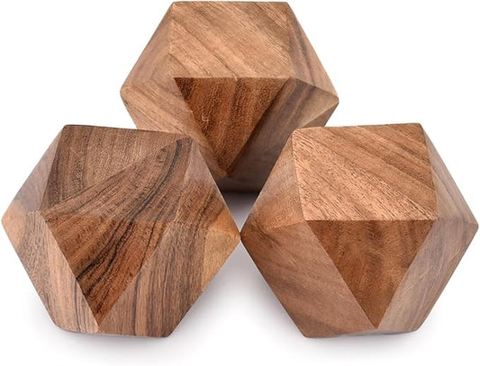 NIRMAN Acacia Wood Decorative Wood Ball for Centerpiece or Individual Use Ideal for Use in Living, Dining Room, Coffee Table Centerpiece Home Décor (3" x 3" x 3"), (Set of 3)