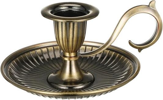 Healifty Candle Holder Candlestick Holder: Taper Candle Holders for Christmas Decor, Vintage Bronze Candlestick Holder with Handle, Candle Stand Chamberstick Handheld for Party Wedding Decor