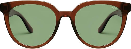 SOJOS Trendy Cat Eye Round Polarized Sunglasses for Women Fashion UV Protection Sunnies Sunglasses SJ2175