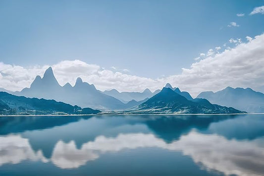 Natural Landscape Mural, Blue Sky and White Clouds Wallpaper for Decorative Wall