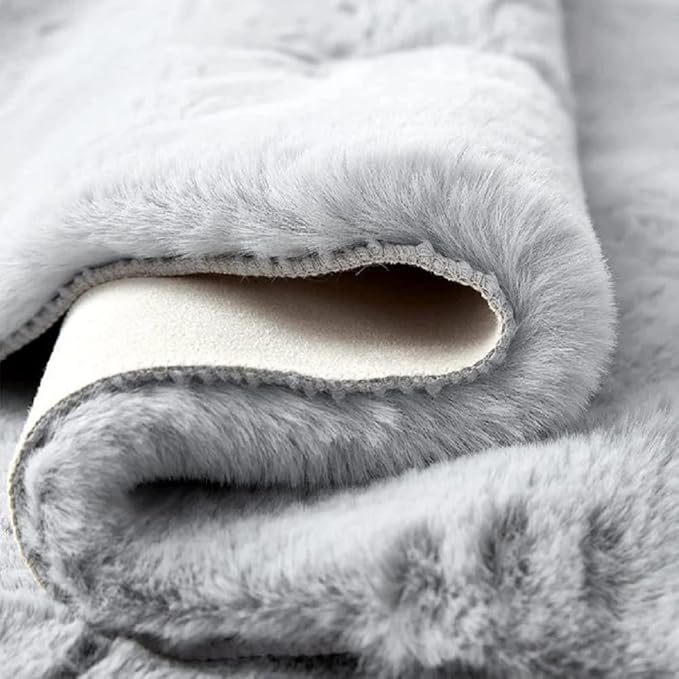 Light Gray Faux Fuzzy Fur Washable Rugs for Bedroom Shaggy Area Rugs for Living Room Grey 2x3 Nursery Rug Home Room Décor