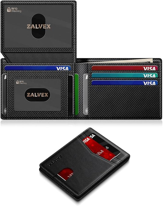Wallet for Men Slim RFID Blocking Leather Credit Card Holder Wallet for 14 Cards, Bifold Minimalist Thin Wallet with 2 ID Windows & Cash Slot, Front Pockt Carteras Para Hombres, Birthday Gifts for Men