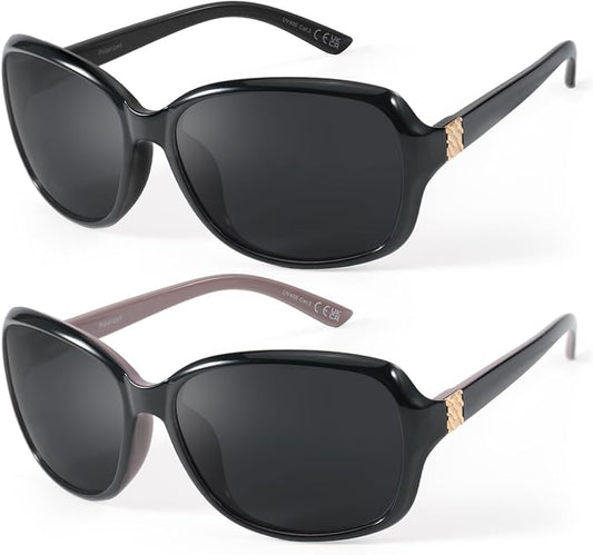 SIPHEW Polarized Sunglasses for Women | Vintage Square Sunglasses w UV400 Protection | Womens Wraparound Shade