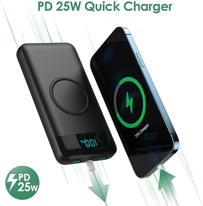 Wireless Portable Charger 30,800mAh ,15W Wireless Charging 25W PD QC4.0 Fast Charging USB-C Power Bank,4 Outputs Travel Essentials External Battery Pack for iPhone 17/16/15/14,Galaxy S25,Android etc