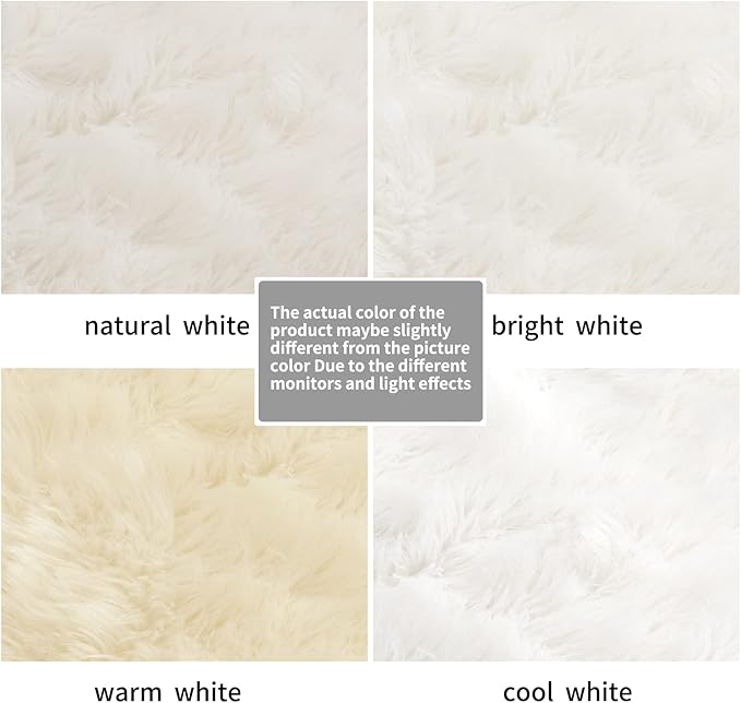 SERISSA Ultra Soft Fluffy Rug White Faux Sheepskin Fur Area Rug Shaggy Couch Cover Seat Cushion Furry Carpet Beside Rugs for Bedroom Floor Sofa Living Room Runner 2x6 Feet White
