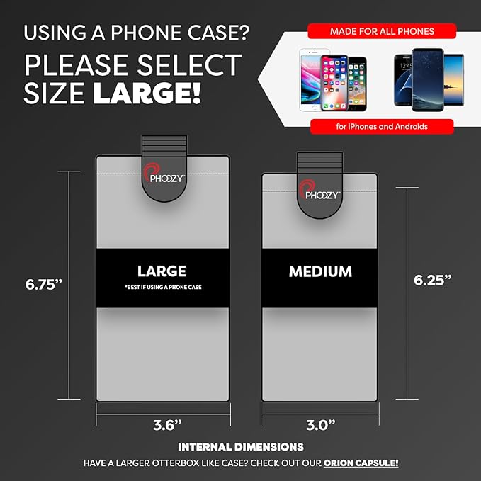 PHOOZY XP3 Ultra-Durable Thermal Phone Case for Extreme Cold | Insulated Phone Case Extends Battery Life 4X | Snowboard & Ski Gear | As Seen on Shark Tank | Large - Black