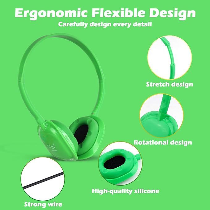 Kids Headphones Bulk 10 Pack for Classroom School,Wholesale Earphones Class Set of Headphones for Students Teens Children 3.5mm Jack Multi Color