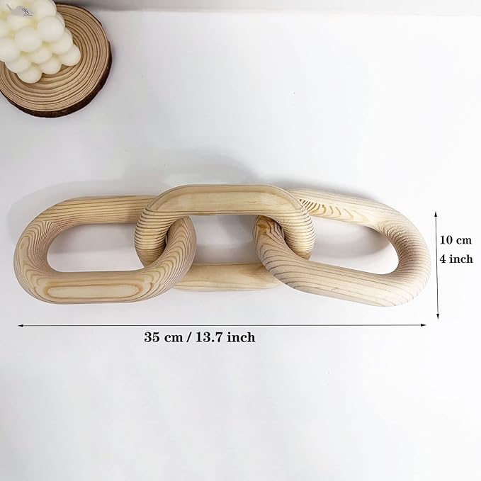Pine Wood Carved Modern Chain Link Decor - Farmhouse & Living Room Decoration