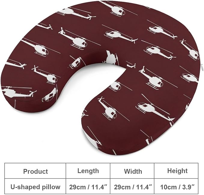 Chin Support Travel Pillow Memory Foam U Shaped Cushion Unique Design Helicopter, Breathable Washable Cover for Men Women Airplane Car Sleep