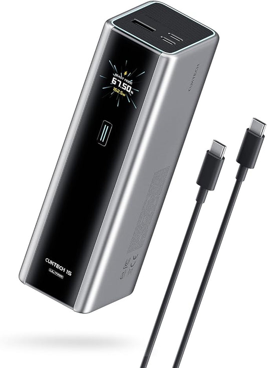 CUKTECH 15 Ultra Power Bank for Laptop, 20,000mAh 140W Portable Charger, Smart Display, External Battery for Outdoor Work and Travel, for iPhone 16/15, MacBook, Samsung, and More (Flight-Approved)