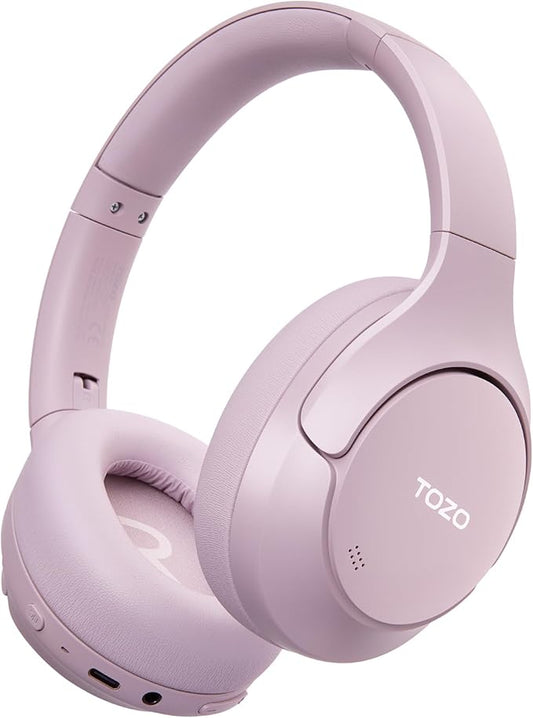 TOZO HT3 Hybrid Noise Cancelling Headphones, 90H Playtime Wireless Over Ear Bluetooth Headset, Spatial Audio AI Chat with 5 Mics, Supports Dual Connection and USB-C Input, with 32 EQ Music Modes