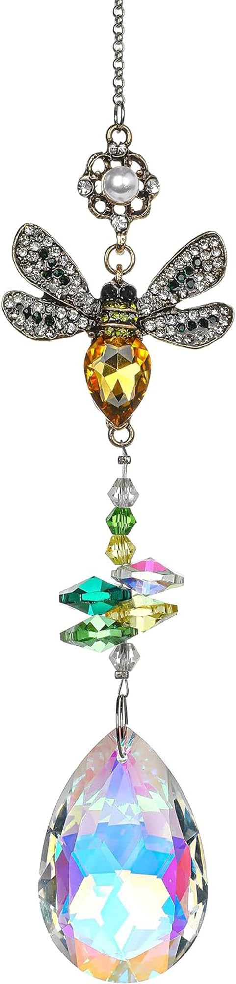 Crystal Suncatchers Bee Prism Rhinestones Ornament, Colorful Diamond Decor Prisms for Windows Wall Home Wedding Hanging