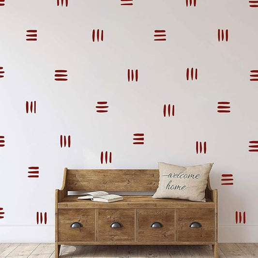 120pcs Modern Line Wall Stickers Boho Nursery Kids Living Room Scandinavian Home Décor Self-Adhesive Murals Vinyo DIY Gift YT5037 (Dark Red)