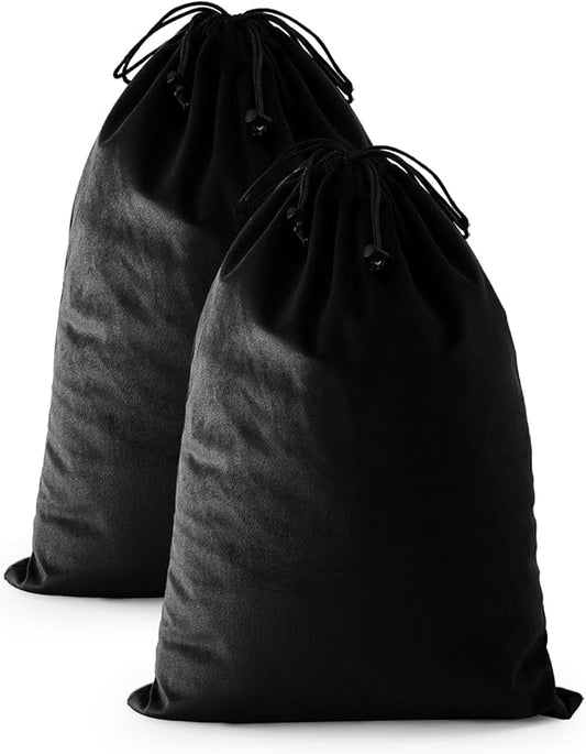 FantasyLife Shoe Bags for Travel, Washable Dust Bags for Storage & Packing, Flannel Shoe Pouch with Drawstring Closure for Purses, Handbags, Shoes & Toys (2, Black Beauty)