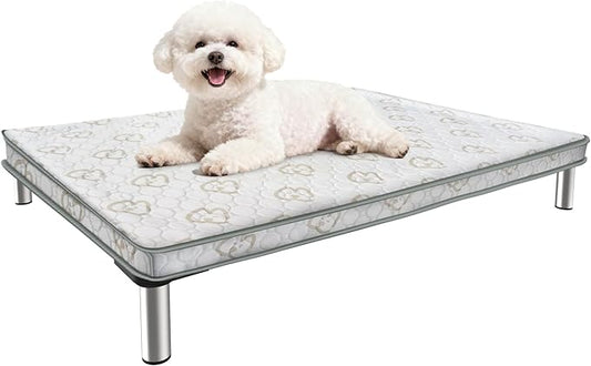 FXW TitanNest Chew-Proof Elevated Dog Bed, Raised Cot for Indoor/Outdoor/Camping Use, Durable & Washable Padded Pet Bed with Exclusive Cover for Extra-Small Dogs, 29.0" L x 18.0" W x 4.5" H, Gray