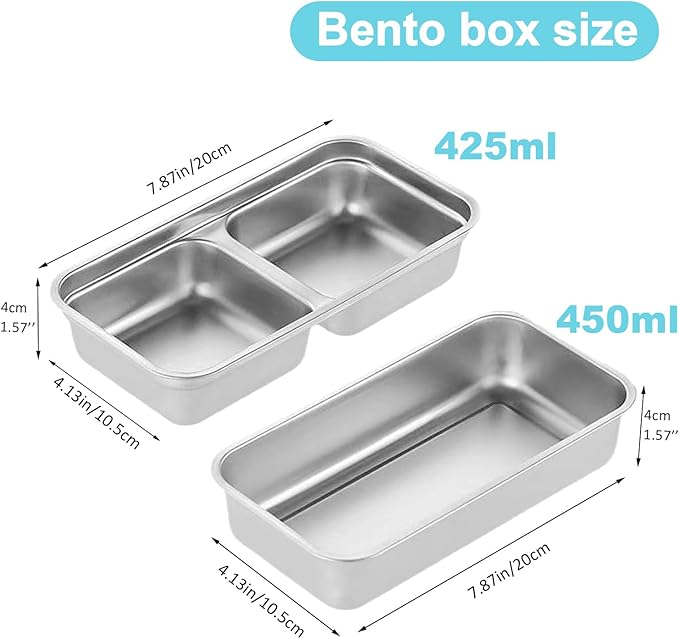 304 Stainless Steel Snack Containers,100% Leadproof, Grab and Go Snack Containers, Food Grade, for Travel and Outdoor Camping, Double Compartment Design,1 Piece