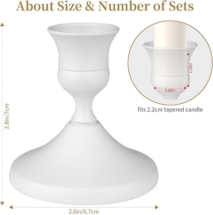 Candle Holders Set of 24, Vintage Metal Candlestick Holders for Dinner Room Table Centerpiece, Low Metal Candles Sticks for Wedding Centerpieces Christmas Birthday Party (24, White)