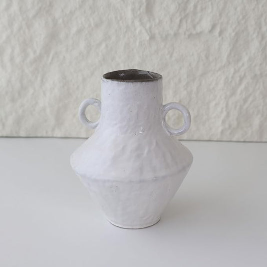 Rustic Small Ceramic Vase, Handcrafted Black Farmhouse Vase, Wabi Sabi Pottery Decor for Kitchen, Bedroom, Office, Living Room, Bathroom, Shelf Centerpiece Table