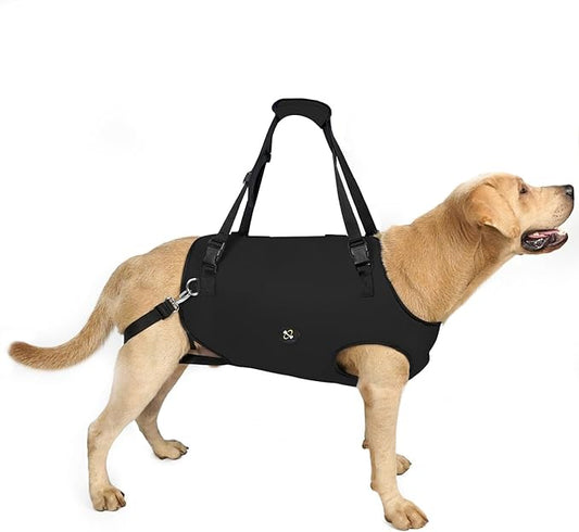 Coodeo Dog Lift Harness, Pet Support & Rehabilitation Sling Lift Adjustable Padded Breathable Straps for Old, Disabled, Joint Injuries, Arthritis, Loss of Stability Dogs Walk (Black, S)
