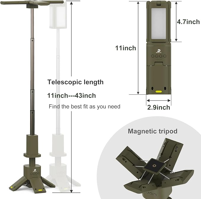 DUSKTEC Telescopic Camping Lights Rechargeable 14000mAh Led Camping Lantern Up to 8000LM Outdoor Camping Light Portable Camping Light Dimmable Camping Lamp IPX7 Waterproof Camp Lights Multifunction