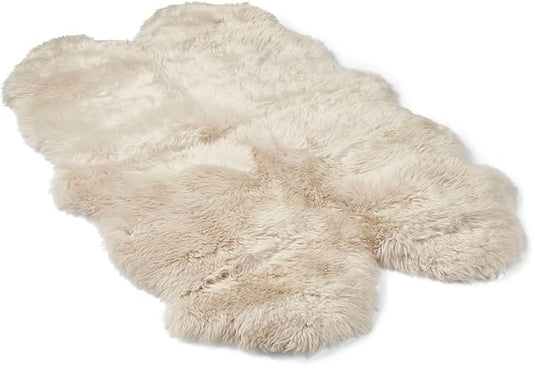 Real Sheepskin Rug 4x6 ft | Sheepskin Rugs for Living Room and Sofa | Bedside Rugs for Bedrooms | Large Fluffy Rug is Breathable & Heat-regulating in Color Beige