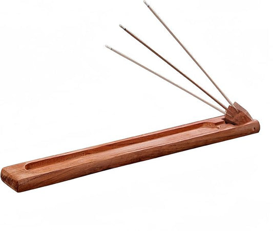 Wood Incense Holder for Sticks with Adjustable Angle & Ash Catcher | 9.8 Inch Inscent Stick Holder Burner | Zen Yoga Room Decor, Durable Natural Teak Incense Holders for Stick Incense