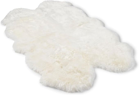 Real Sheepskin Rug 4x6 ft | Sheepskin Rugs for Living Room and Sofa | Bedside Rugs for Bedrooms | Large Fluffy Rug is Breathable & Heat-regulating in Color White