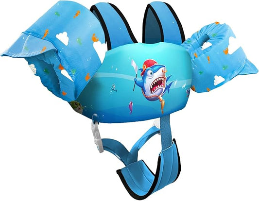 Chriffer Kids Swim Vest Life Jacket for 30-55 Pounds Boys and Girls, Toddler Floaties with Shoulder Harness Arm Wings for 2,3,4,5,6,7 Years Old Baby